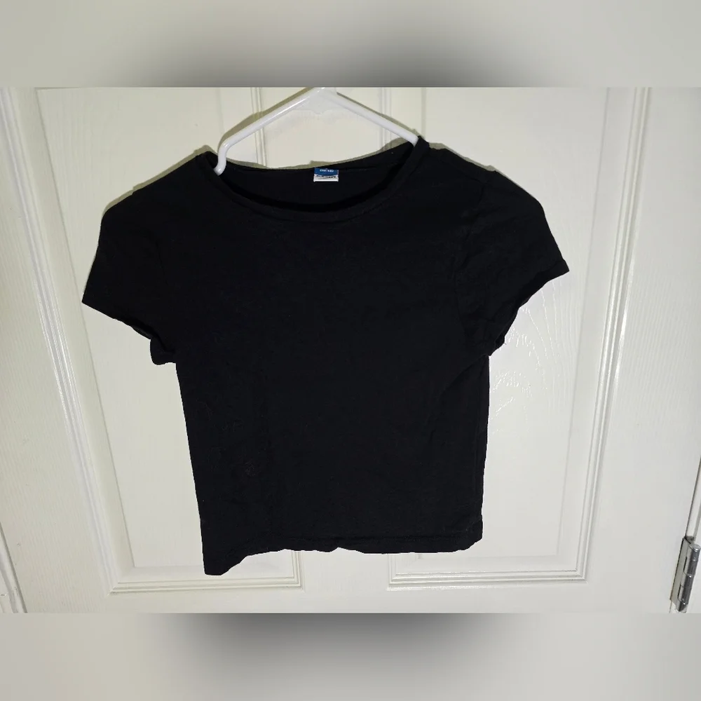 Old Navy Girls Classic Black Short Sleeve Crew Neck T Shirt Large